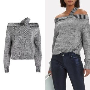 RtA Metallic Gray Off-Shoulder Sweater